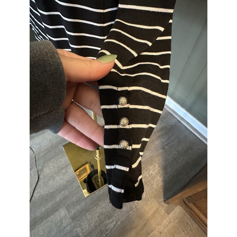 White House Black Market Black White Striped Nautical Long Sleeve Top XS - Picture 3 of 9